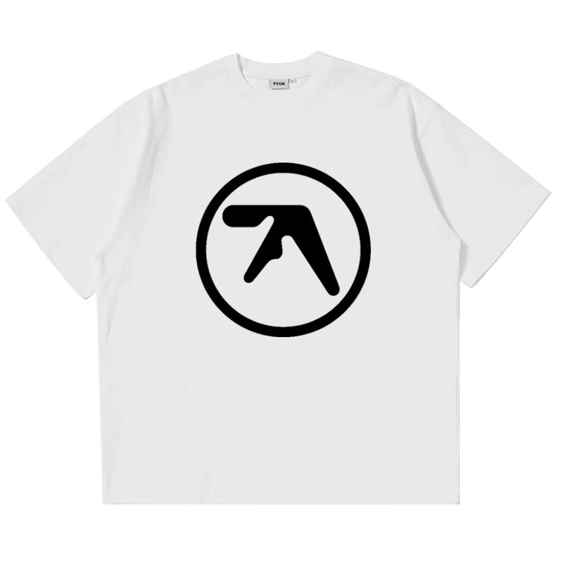 Men T-Shirt Aphex Twin Shirt 100% Cotton Print Oversized Y2K Streetwear Tees Short Sleeve Tops Korean Fashion Aesthetic Clothing