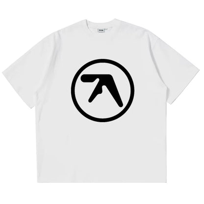 Men T-Shirt Aphex Twin Shirt 100% Cotton Print Oversized Y2K Streetwear Tees Short Sleeve Tops Korean Fashion Aesthetic Clothing