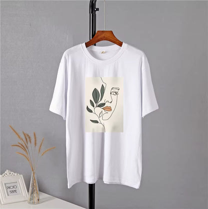 Gothic Graphic T Shirt Women 2023 Summer New Oversized Cotton Tees Casual Aesthetic Character Printed O Neck Tops