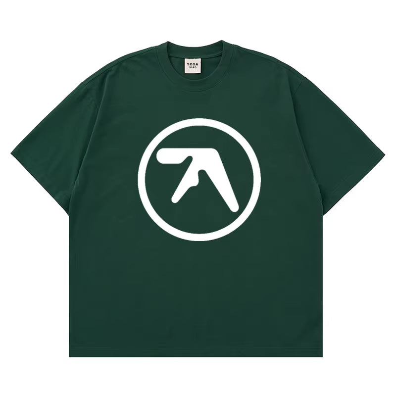 Men T-Shirt Aphex Twin Shirt 100% Cotton Print Oversized Y2K Streetwear Tees Short Sleeve Tops Korean Fashion Aesthetic Clothing