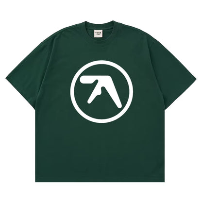 Men T-Shirt Aphex Twin Shirt 100% Cotton Print Oversized Y2K Streetwear Tees Short Sleeve Tops Korean Fashion Aesthetic Clothing