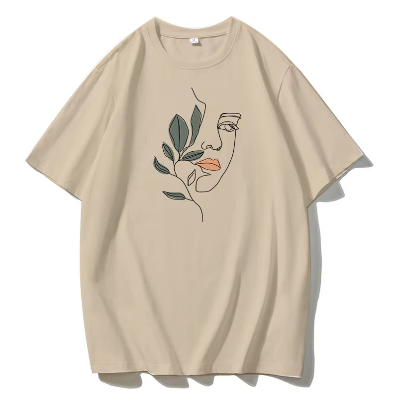 Gothic Graphic T Shirt Women 2023 Summer New Oversized Cotton Tees Casual Aesthetic Character Printed O Neck Tops