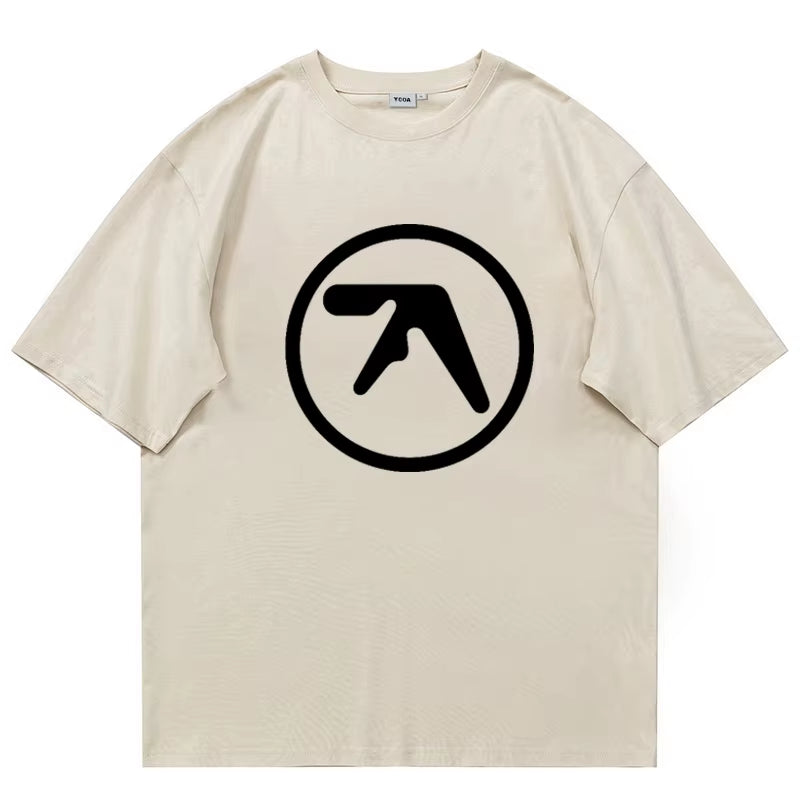 Men T-Shirt Aphex Twin Shirt 100% Cotton Print Oversized Y2K Streetwear Tees Short Sleeve Tops Korean Fashion Aesthetic Clothing
