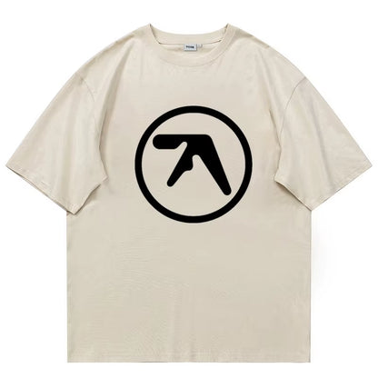 Men T-Shirt Aphex Twin Shirt 100% Cotton Print Oversized Y2K Streetwear Tees Short Sleeve Tops Korean Fashion Aesthetic Clothing